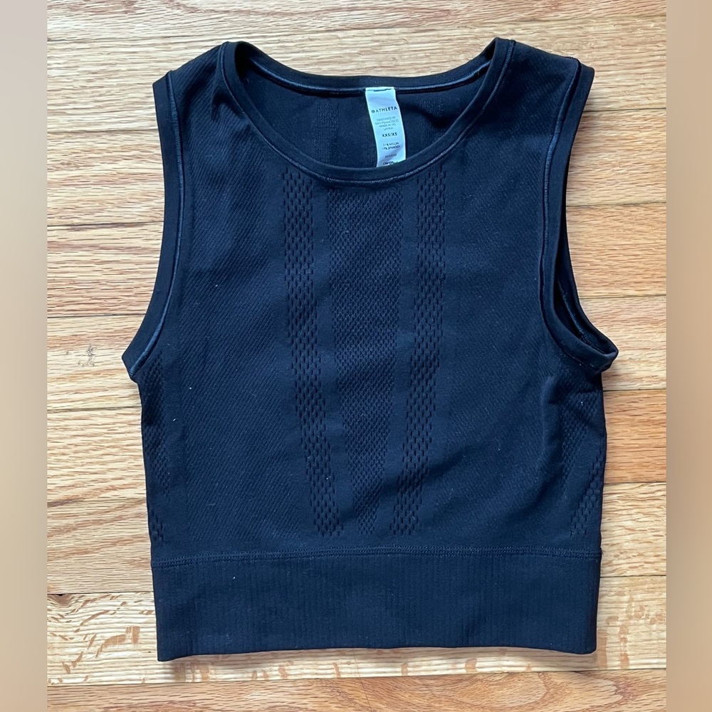 Athleta black mesh crop top